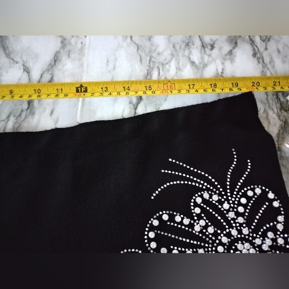 NWT Luna Black Faux Wool Skirt With Beaded Embellishments Size 2X - Picture 9 of 10